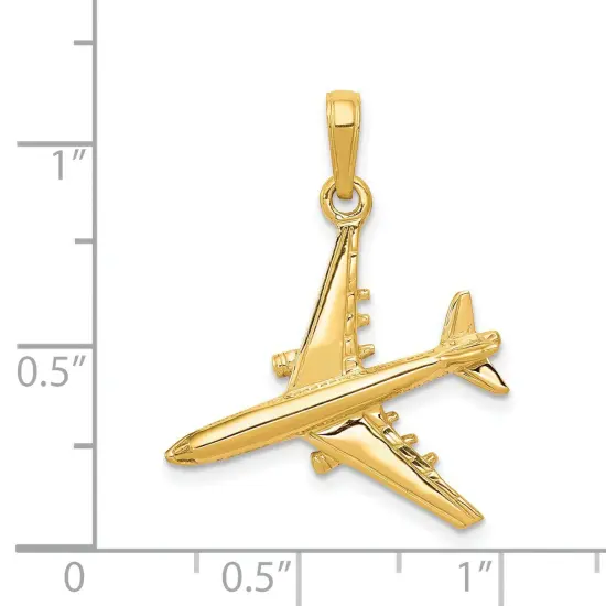 14K Gold Polished 3D Jet Pendant Jewelry FindingKing 27.8mm x 23.2mm {2}