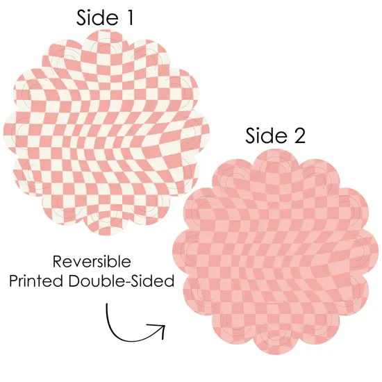 Big Dot of Happiness Pink Checkered Party - Round Table Decorations - Paper Chargers - Place Setting For 12 {4}