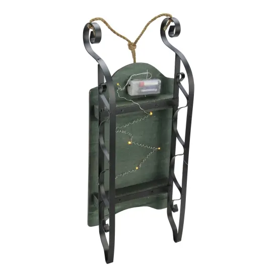 Northlight LED Lighted Hanging Wooden and Metal Santa Claus Decorative Christmas Sleigh - 19.5" White {4}