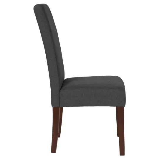 Merrick Lane Ellison Mid-Century Panel Back Parsons Accent Dining Chair - Set of 4 Black LeatherSoft {9}