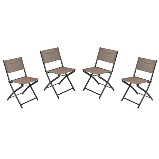 Merrick Lane Bardwell Set of 4 Versatile Flex Comfort Indoor/Outdoor Fold Chairs with Metal Frames Brown {1}