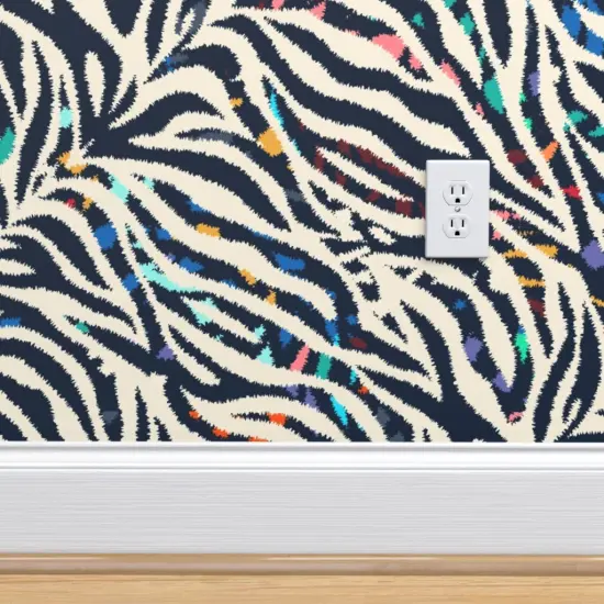 Peel & Stick Wallpaper 2FT Wide Abstract Animal Print Modern Kitsch Safari Custom Removable Wallpaper by Spoonflower {4}