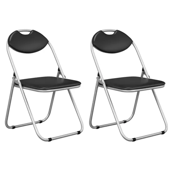 Costway 2/4 PCS U Shape Folding Chairs Furniture Home Outdoor Picnic Portable Black {1}