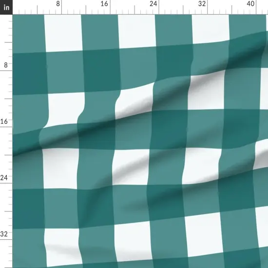 Various Fabrics by the Yard or Fat Quarter Teal Buffalo Check Large Scale Plaid Rustic Gingham Cabin Custom Printed Fabric by Spoonflower {1}