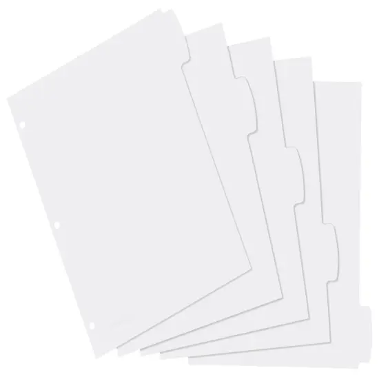 Avery Durable Plastic Write & Erase Big Tab Dividers for 3 Ring Binder, White, 5 Tab Set, 4 Packs, 4 Sets Total (16370) {5}