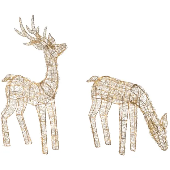 Northlight LED Lighted Twinkle Mesh Reindeer Outdoor Christmas Decoration - 37" - Set of 2 Gold {5}