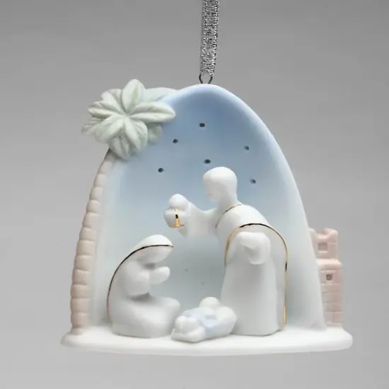 Ceramic Holy Family Nativity With Palm Tree Ornament, Home D&eacute;cor, Religious D&eacute;cor, Religious Gift, Church D&eacute;cor, Baptism Gift {4}