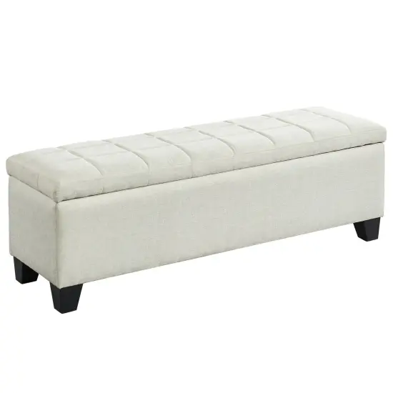 Contemporary Home Living 48" Beige Solid Rectangular Storage Ottoman {1}