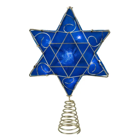 Kurt Adler Blue and Gold Colored Hanukkah Star LED Tree Topper 11.5" {1}