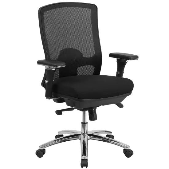 Emma and Oliver 24/7 Intensive Use Big & Tall 350 lb. Rated Mesh Multifunction Swivel Ergonomic Office Chair with Synchro-Tilt Black {1}