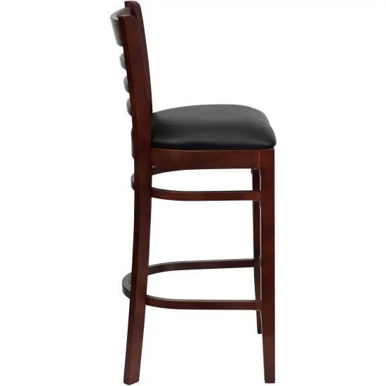 Emma and Oliver Bar Stools |&nbsp;Set of 2 Wood Bar Stools with Back BlackVYL/Mahogany {5}