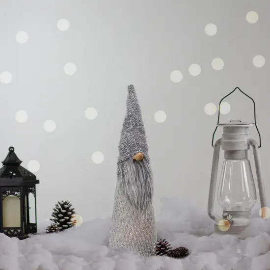 Northlight LED Lighted Knitted Gnome Christmas Decoration - 16" - Gray {3}