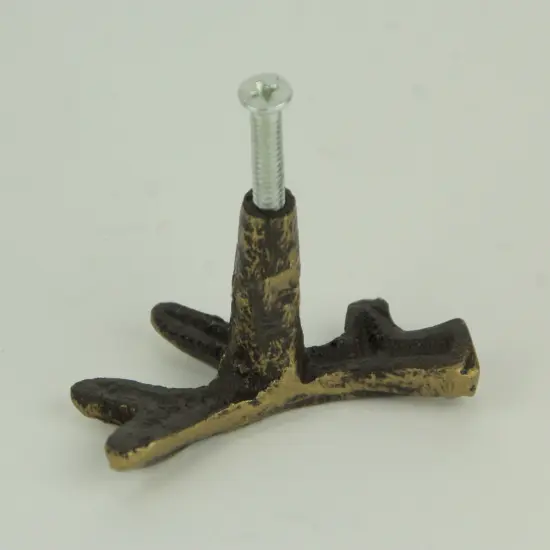 Bronze Finish Cast Iron Small Deer Antler Cabinet Handle Drawer Pull Set of 12 {4}