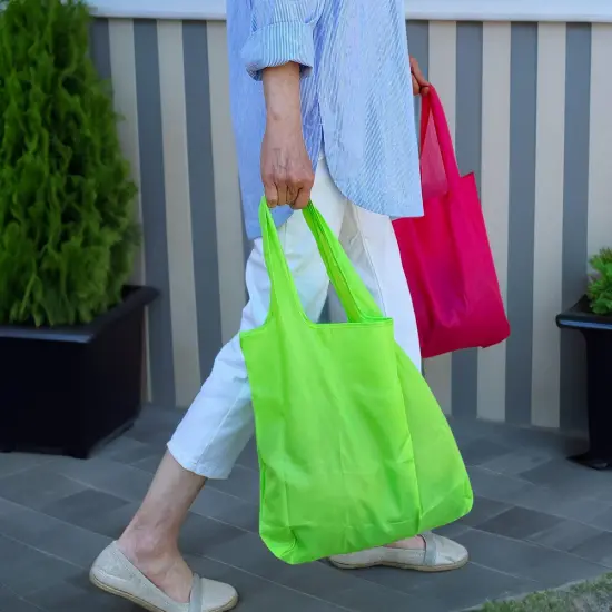 Wrapables Large & Small Foldable Tote Nylon Reusable Grocery Bags, Set of 2 Set of 2, Blue {12}