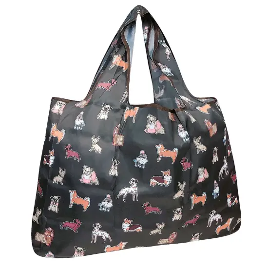 Wrapables Large Foldable Tote Nylon Reusable Grocery Bag Shiba Inu Dogs {1}