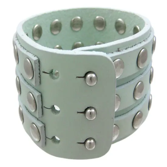 Leather 3 Row Metal Studs Wristband Wrist Band {3}