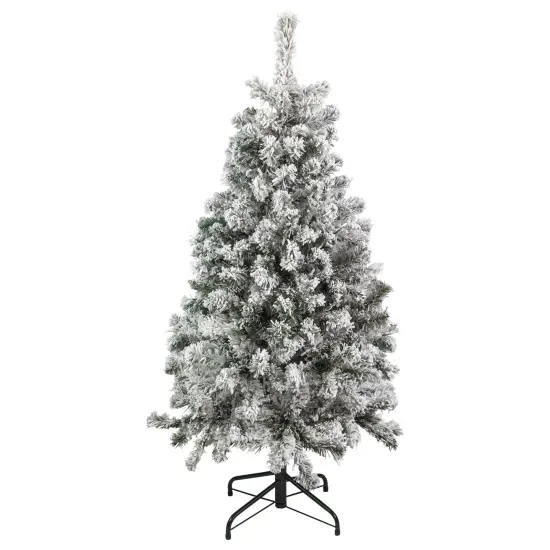Northlight 4.5' Flocked Madison Pine Artificial Christmas Tree, Unlit Green {3}