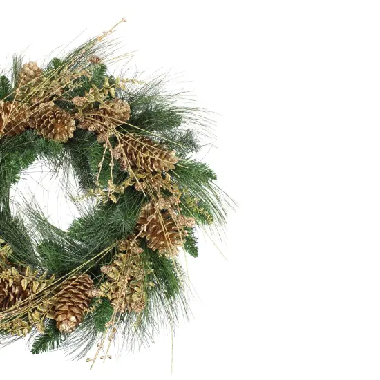 Allstate Gold Glitter Pine Cone and Berry Artificial Christmas Wreath - 26-Inch, Unlit {3}