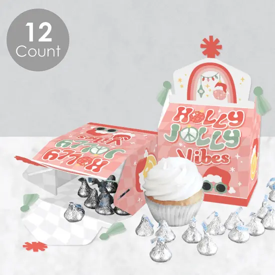 Big Dot of Happiness Groovy Christmas - Treat Box Party Favors - Pastel Holiday Party Goodie Gable Boxes - Set of 12 {4}