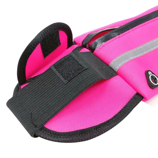 Wrapables Adjustable Neoprene Running Belt, Waterproof Fanny Pack, Workout Pouch for Running Jogging Hiking Pink {4}