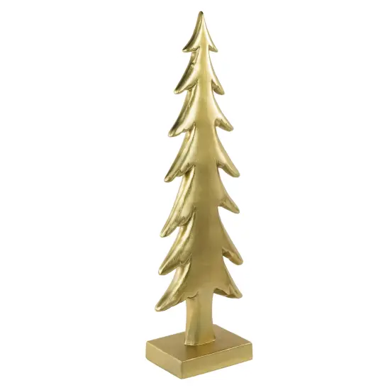 Northlight Shiny Christmas Tree on Square Base Decoration - 16" - Gold {5}