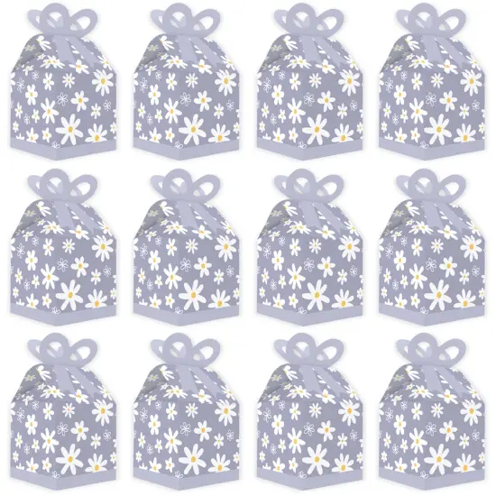 Big Dot of Happiness Purple Daisy Flowers - Square Favor Gift Boxes - Floral Party Bow Boxes - Set of 12 {6}