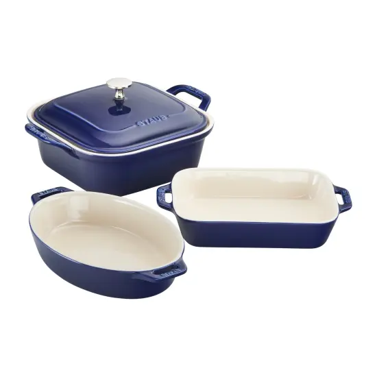 Staub Ceramic 4-pc Baking Pans Set, Casserole Dish with Lid, Brownie Pan {4}
