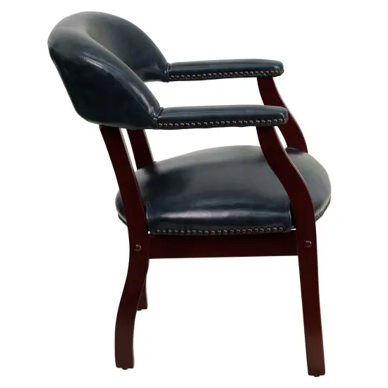 Emma and Oliver Conference Chair with Accent Nail Trim Navy Vinyl {5}