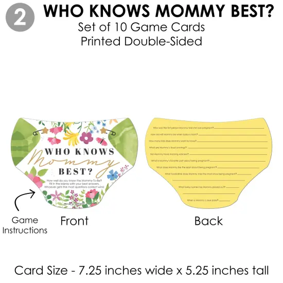 Big Dot of Happiness Wildflowers Baby - 4 Boho Floral Baby Shower Games - 10 Cards Each - Gamerific Bundle {7}