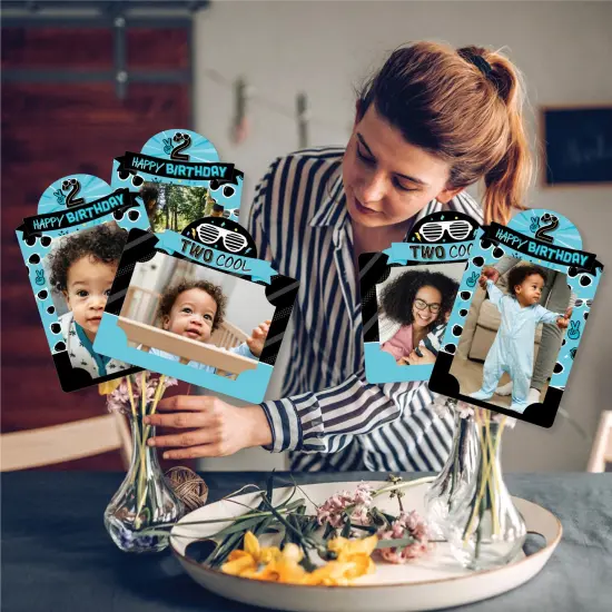 Big Dot of Happiness Two Cool - Boy - Blue 2nd Birthday Party Picture Centerpiece Sticks - Photo Table Toppers - 15 Pieces {3}