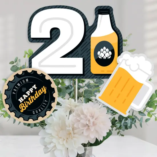 Big Dot of Happiness Cheers and Beers to 21 Years - 21st Birthday Party Centerpiece Sticks - Table Toppers - Set of 15 {1}