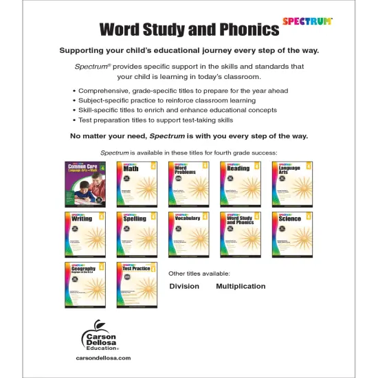 Spectrum Grade 4 Word Study and Phonics Workbook, Language Arts Book Covering Vocabulary, Dictionary Skills, Spelling, Synonyms, Diphthongs, Prefixes, Suffixes, ELA Classroom or Homeschool Curriculum {2}