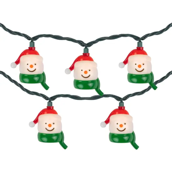Northlight Snowman Heads with Scarves Christmas Light Set - Clear - 7.5' Green Wire - 10ct White {3}