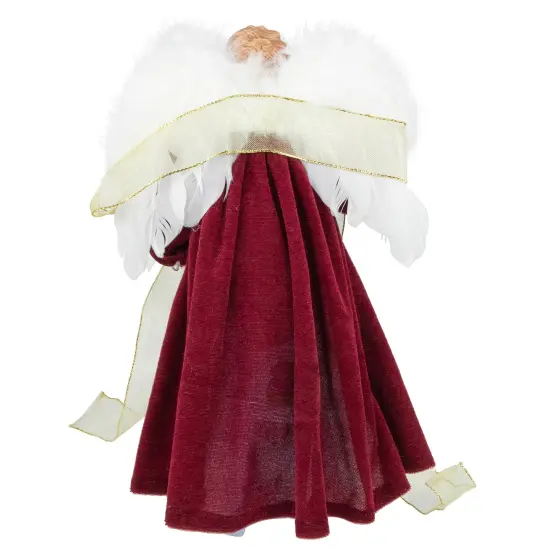 Northlight Angel with Lighted Candle Christmas Tree Topper - 14" - Burgundy and White Red {5}
