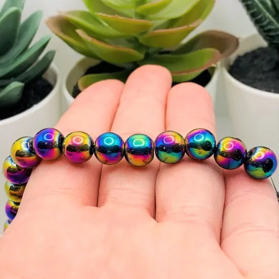40 or 160 Pieces: 8 mm Multicolor Oil Slick Glass Beads {3}