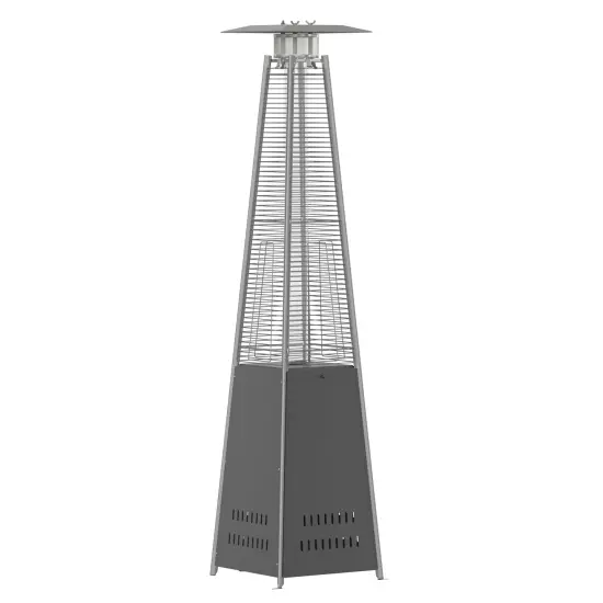 Merrick Lane Stainless Steel Pyramid Shape Portable Outdoor Patio Heater - 7.5 Feet Tall Slate Gray {1}