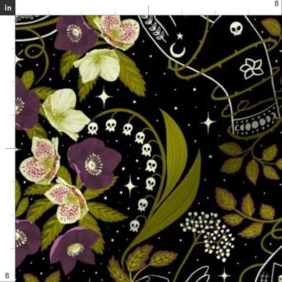 Various Fabrics by the Yard or Fat Quarter Gothic Celestial Witchy Poisonous Plants Hands Magical Custom Printed Fabric by Spoonflower {4}
