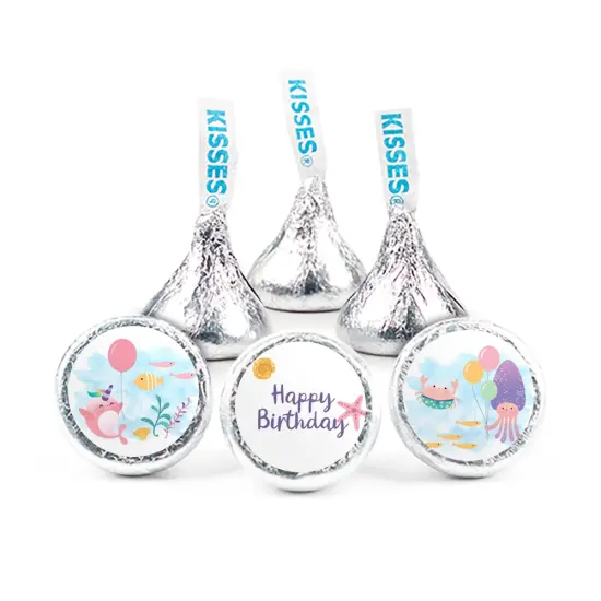 324ct Mermaid Kid's Birthday Stickers for Hershey's Kisses Under the Sea Party Supplies - DIY - By Just Candy {1}