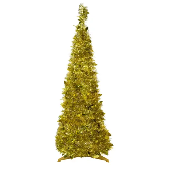 Northlight 4' Gold Tinsel Pop-Up Artificial Christmas Tree, Unlit {1}