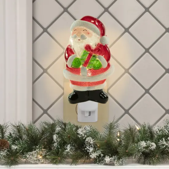 Northlight Santa with Gift Frosted Christmas Night Light - 6.75" Red {3}
