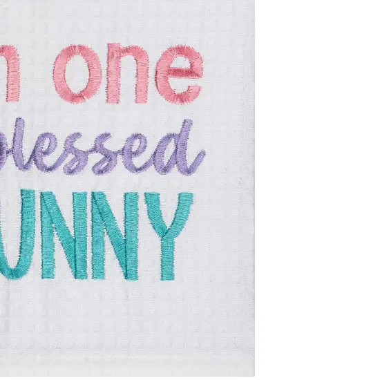 "I'm One Blessed Bunny" Easter Rabbit Embroidered Cotton Waffle Weave Kitchen Dishtowel {4}