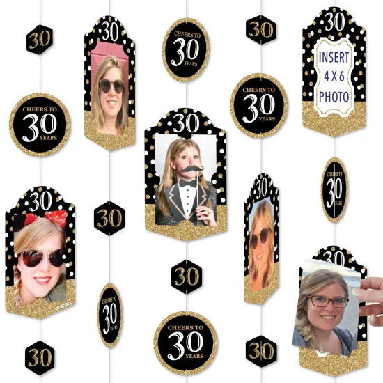 Big Dot of Happiness Adult 30th Birthday - Gold - Birthday Party Vertical Photo Garland 35 Pieces {1}