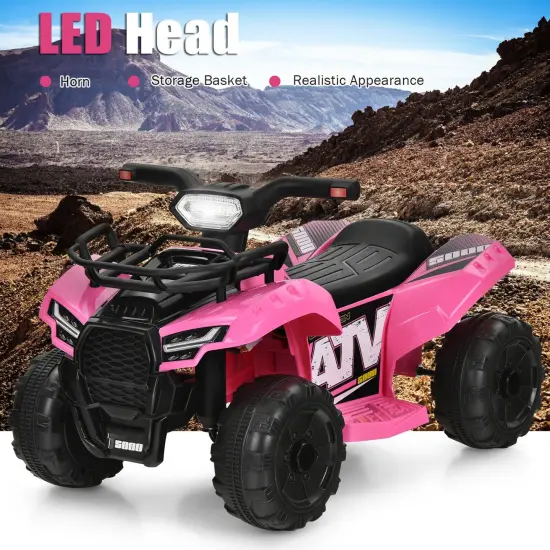 Multi-Functional 6V Kids Electric Ride On Car with LED Head Light and Charging Hole Pink {3}