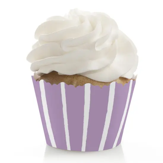 Big Dot of Happiness Purple Stripes - Simple Party Decorations - Party Cupcake Wrappers - Set of 12 {1}