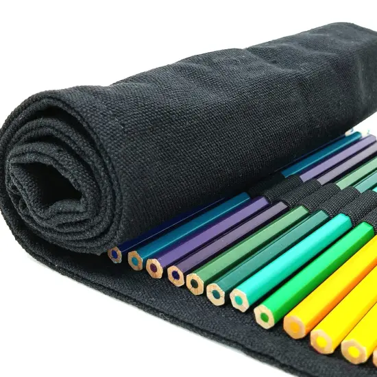 Wrapables Pencil Roll Organizer, Colored Pencil Wrap Pouch (72 slots) Black {6}