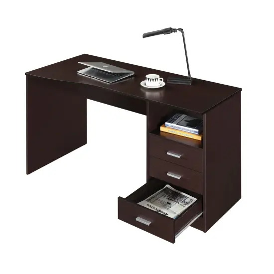 Techni Office Solutions 51.25" Brown Espresso Unique Techni Mobili Classic Computer Desk with Multiple Drawers {7}