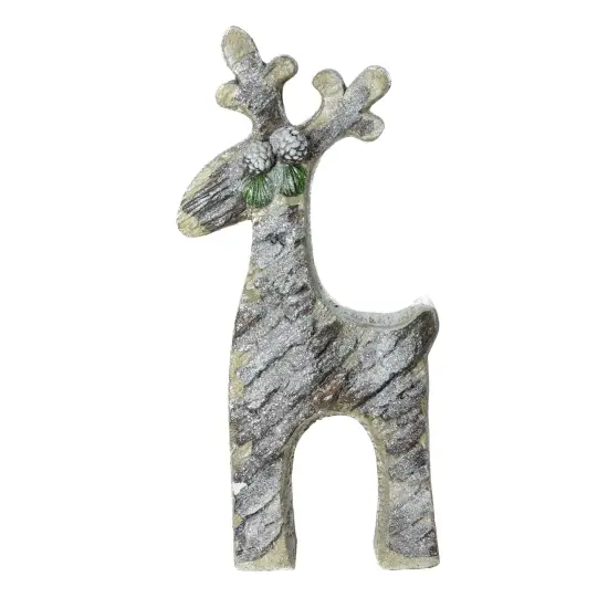 Northlight Rustic Woodland Glittered Reindeer Christmas Figure - 22" - Gray {1}