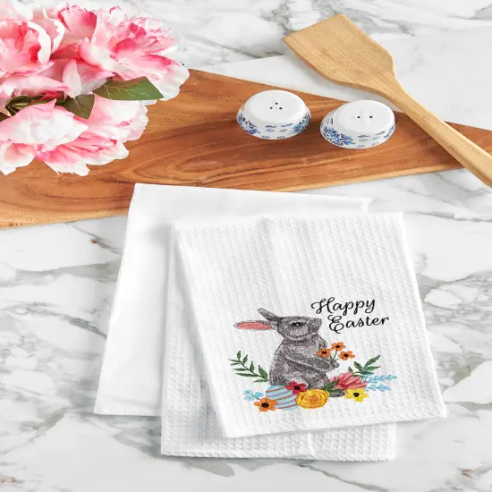 "Happy Easter" Bunny Rabbit Spring Theme Kitchen Dishtowel {3}