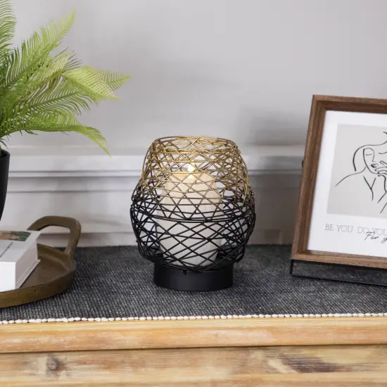 Northlight Small Woven Ombre Iron Votive Candle Holder - 6.25" - Black and Gold {3}