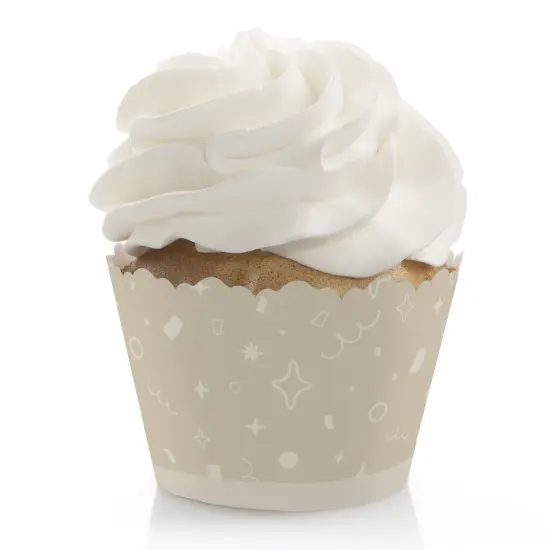Big Dot of Happiness Tan Confetti Stars - Simple Party Decorations - Party Cupcake Wrappers - Set of 12 {1}
